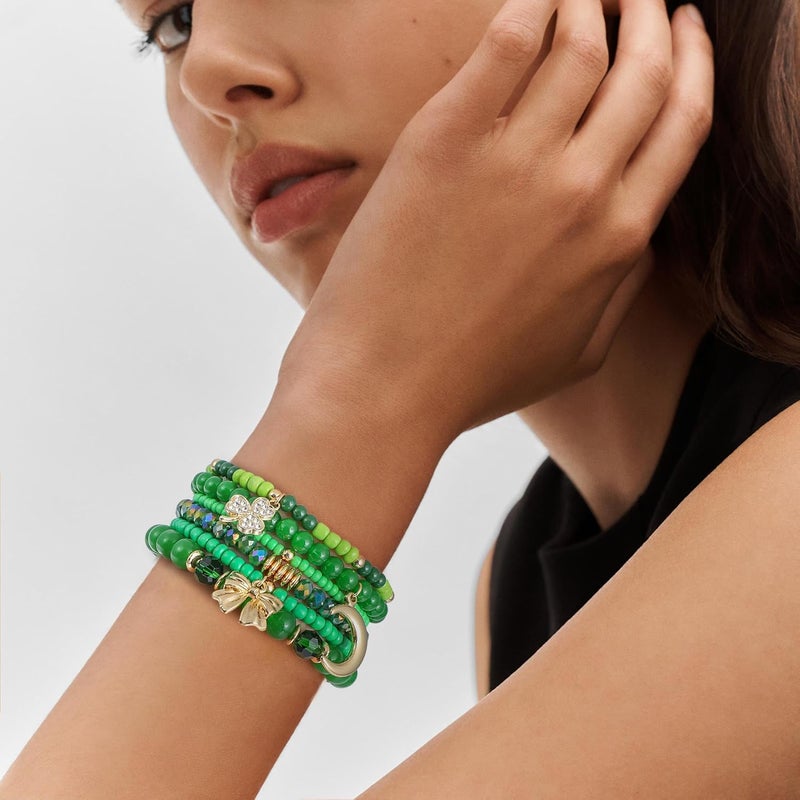 Aigrnc Boho Beaded Stretch Bracelets For Women Stackable Crystal Gold Plated Beaded Bracelets Set Trendy Handmade Friendship Braeclet Jewelry Gifts - Image 4